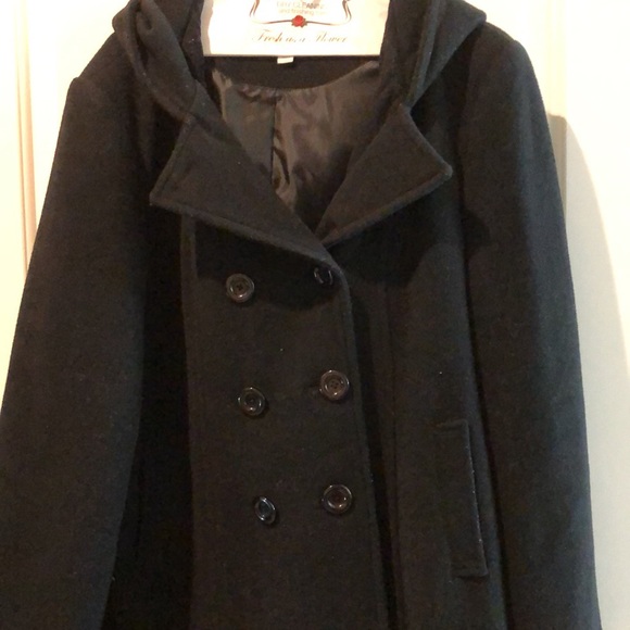 Woman’s wool hooded pea coat - Picture 4 of 7